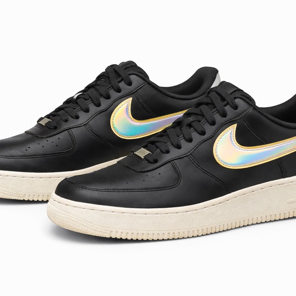 • Nike AF1 Black Iridescent Logo Women Size 9 - Picture 2 of 9